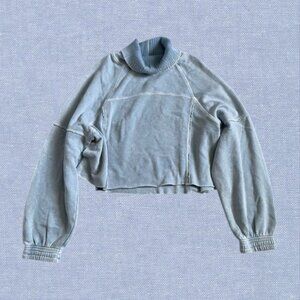 NWT Aerie Cozy Sweatshirt New Heights Fleece Turtleneck Size XS in Cloud Wash